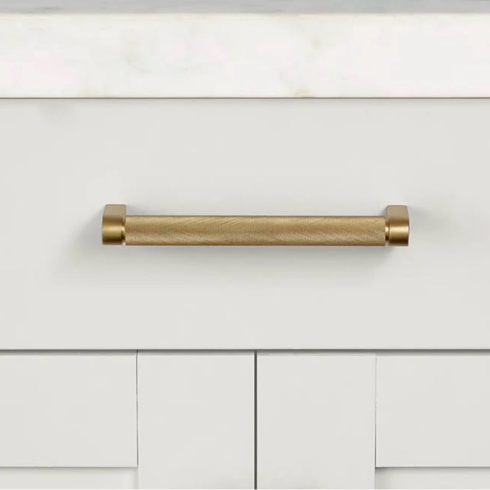 RESTORATION HARDWARE -- LAMBETH KNURLED PULL in Lacquered Burnished Brass QTY 2